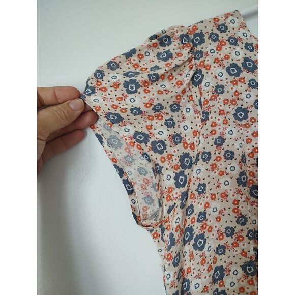 Forever 21 Women's Size Medium Peach Blue Floral Shor Sleeve Mini Dress - Picture 2 of 9